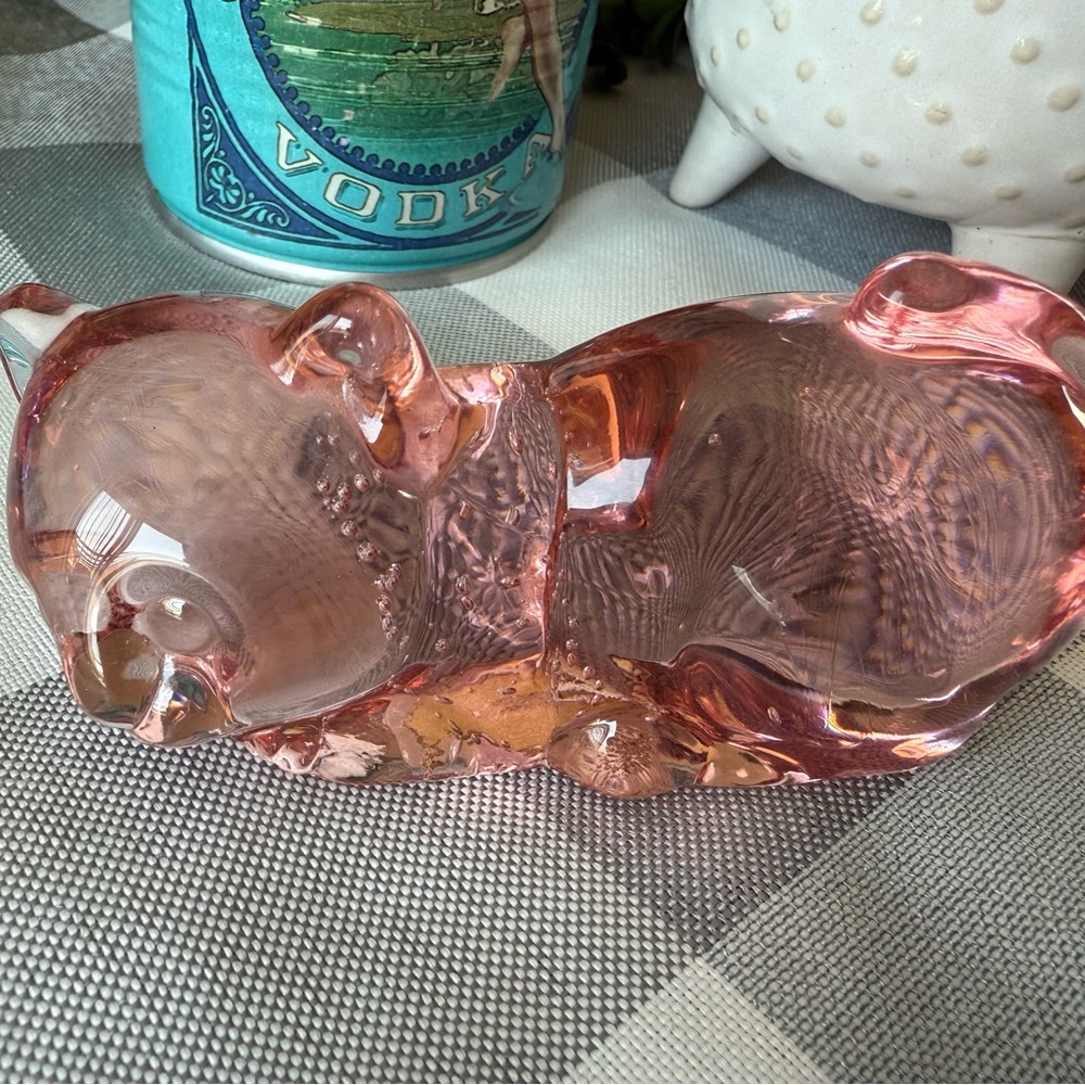 Pink Glass Cat Figurine